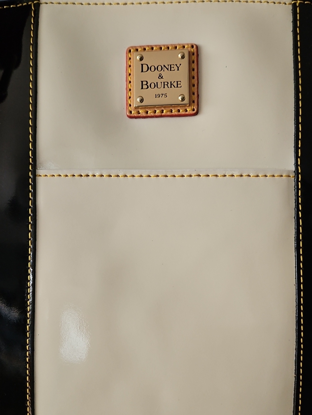 Dooney & Bourke Black & (Off) White Patent Leather Lexington Shopper - Picture 7 of 16